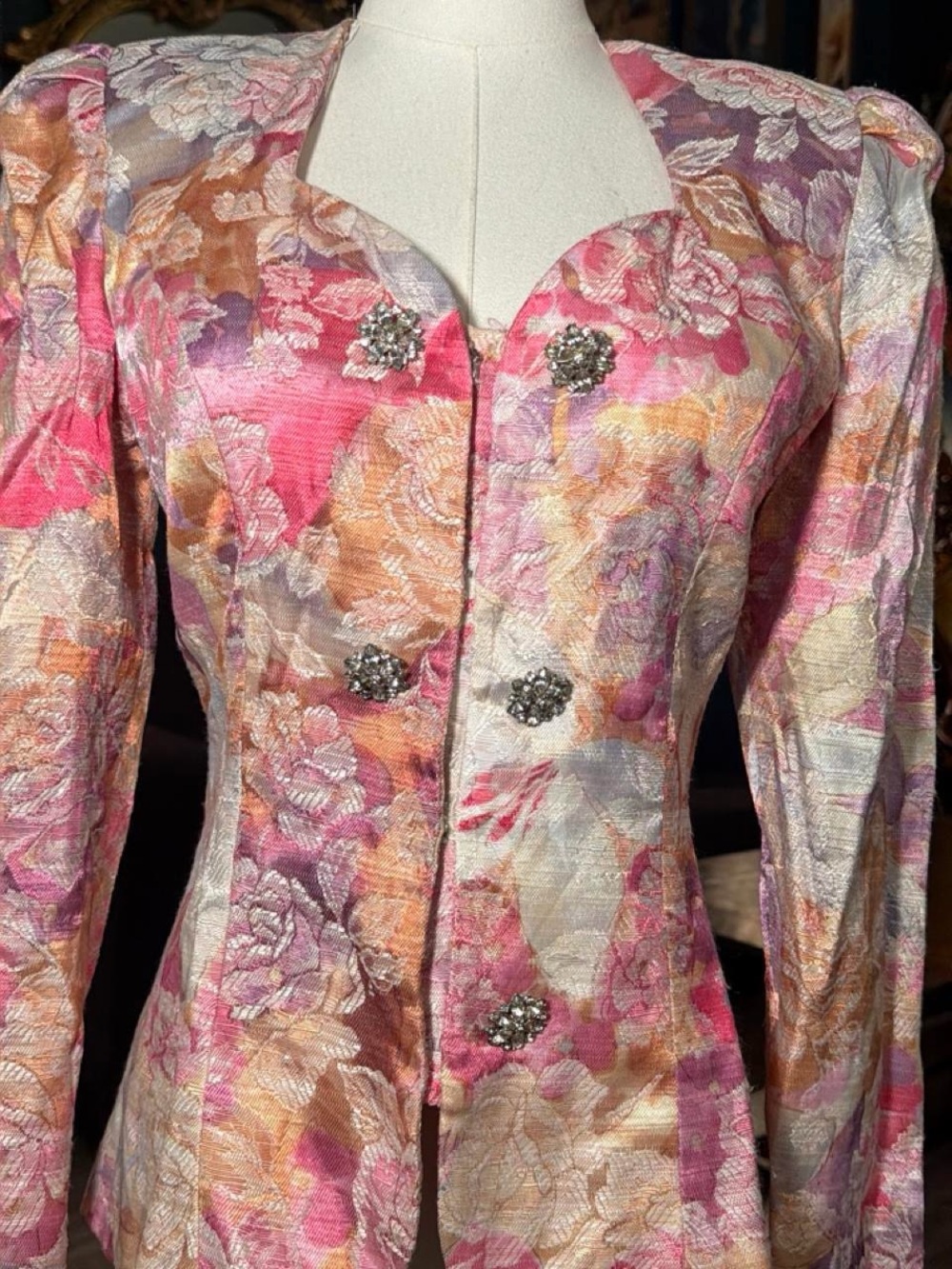 Vintage Margaret’s Lubbock Texas Floral Brocade Jacket Blazer | Size 6 - Picture 7 of 8